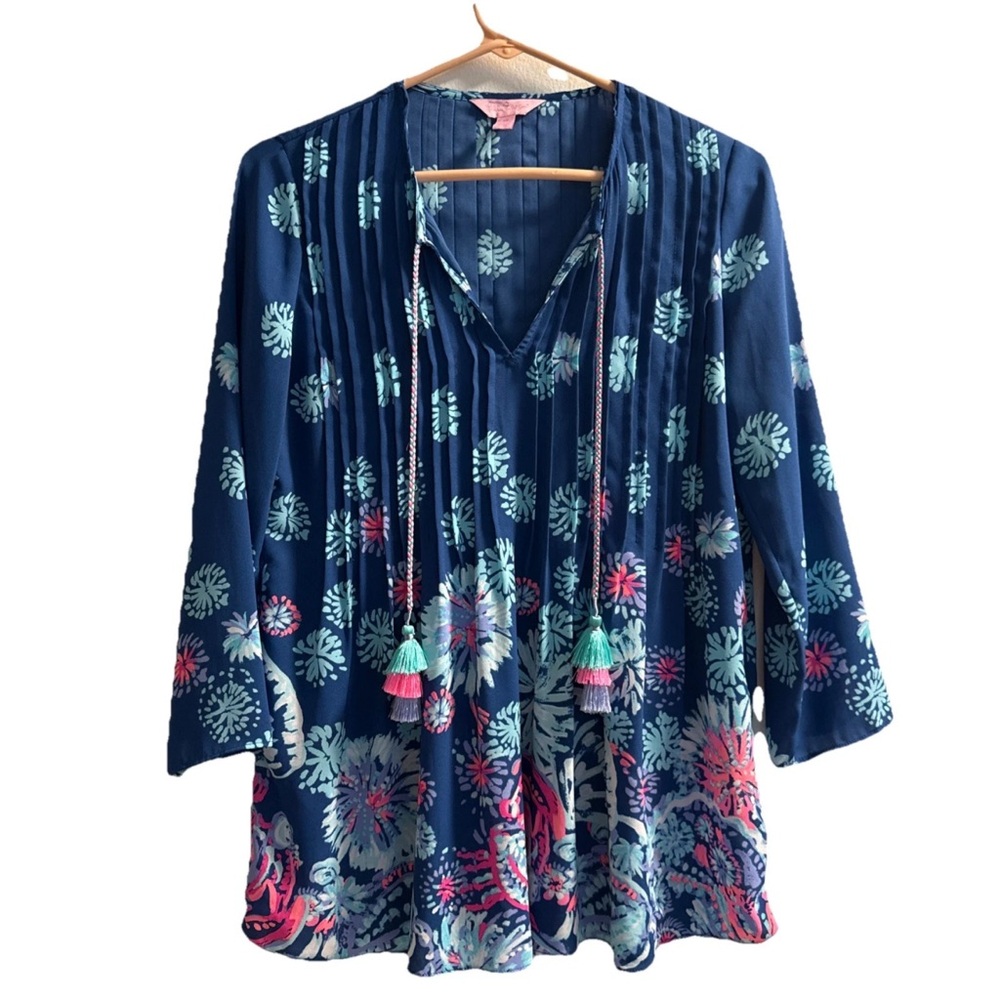 Lilly Pulitzer Marilina  Blue and Pink tunic top